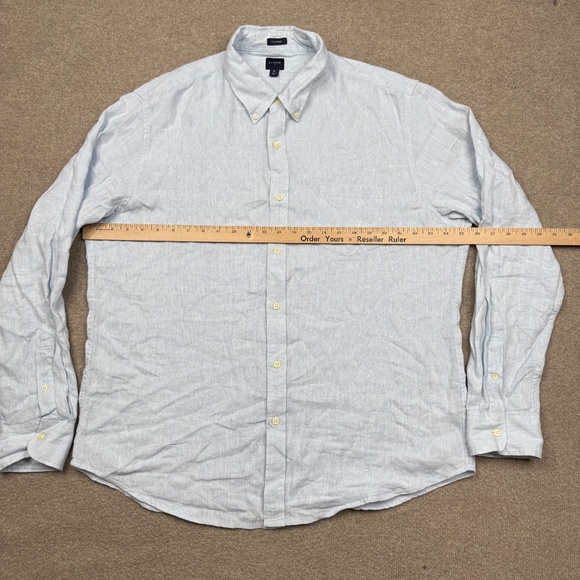 J. Crew Button Up Shirt Mens Size XL Blue Long Sleeve Linen - Picture 7 of 9